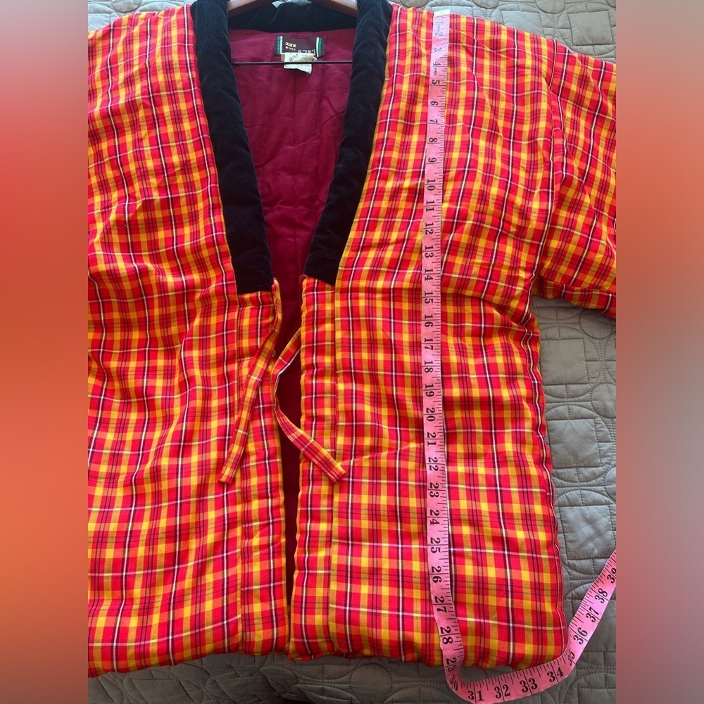 Plaid Kimono Jacket with Black Trim - Picture 10 of 16
